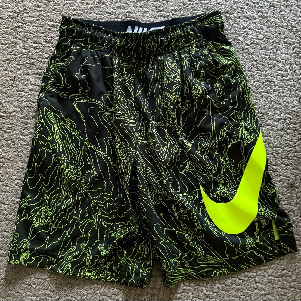 Nike Black and Neon Green Dry-fit shorts